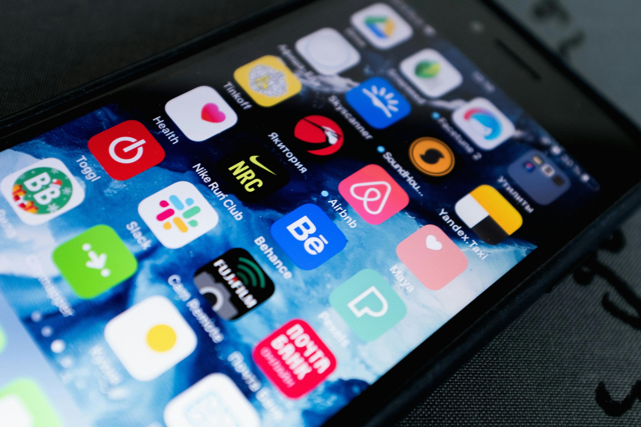 Mobile apps on a smartphone screen