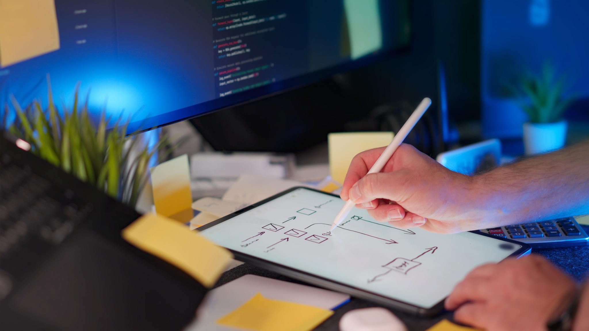 Planning mobile app features on a tablet